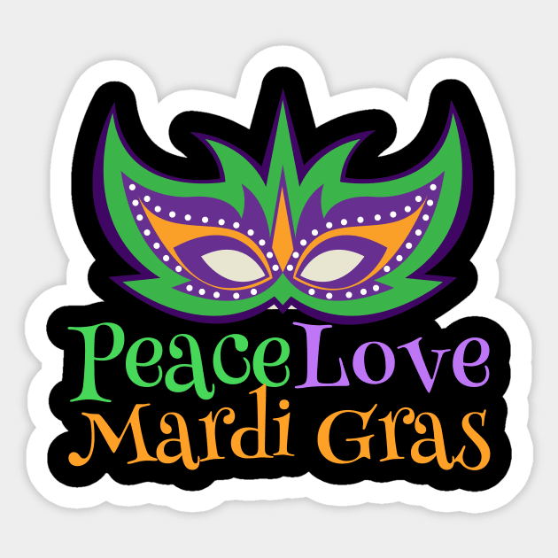 Peace Love Mardi Gras Sticker by epiclovedesigns